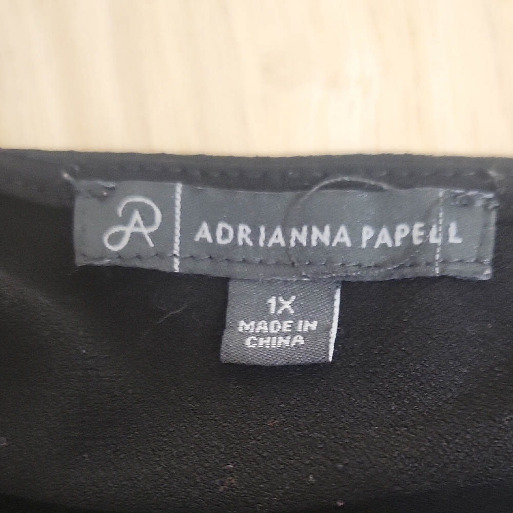 Adrianna Papell Black Relaxed Flowy Short Sleeve Tunic Career Blouse 1x - Picture 7 of 7
